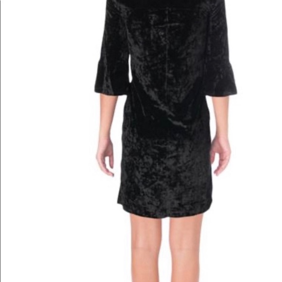 Billy T women’s velvet mini cocktail dress V-neck bell sleeve cuff collar choker - Picture 2 of 15